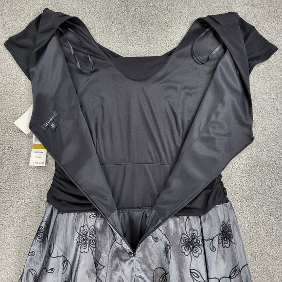 VTG SL Fashions Taffeta Party Dress Womens 16W Silver Black Evening Cocktail New - Picture 3 of 16